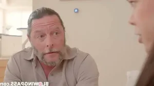 Teen stepdaughter deepthroating stepdad